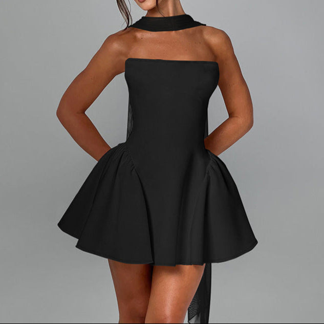 Aura Tube Bubble Dress With Scarf