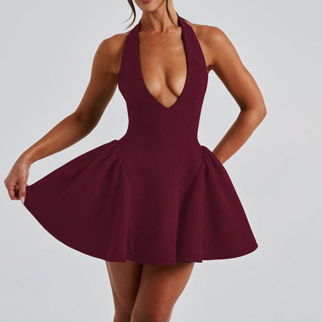 Rosie Sexy Deep V-neck Halter Dress