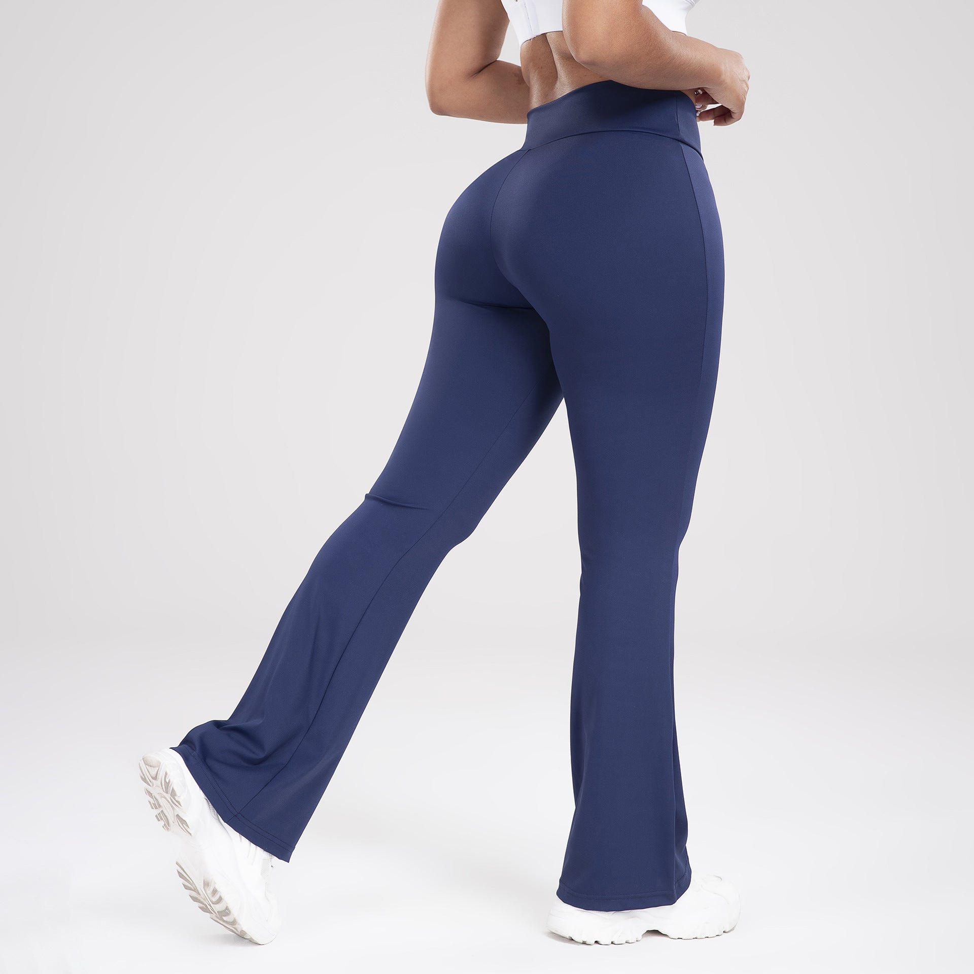 Saweetie Cross Waist Side Pocket  Sports Bell Bottom Leggings Slim Fit