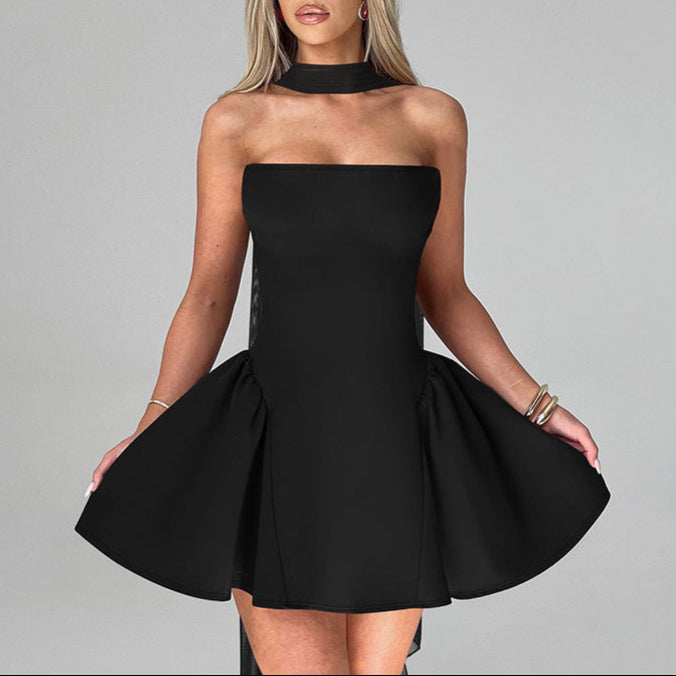 Aura Tube Bubble Dress With Scarf