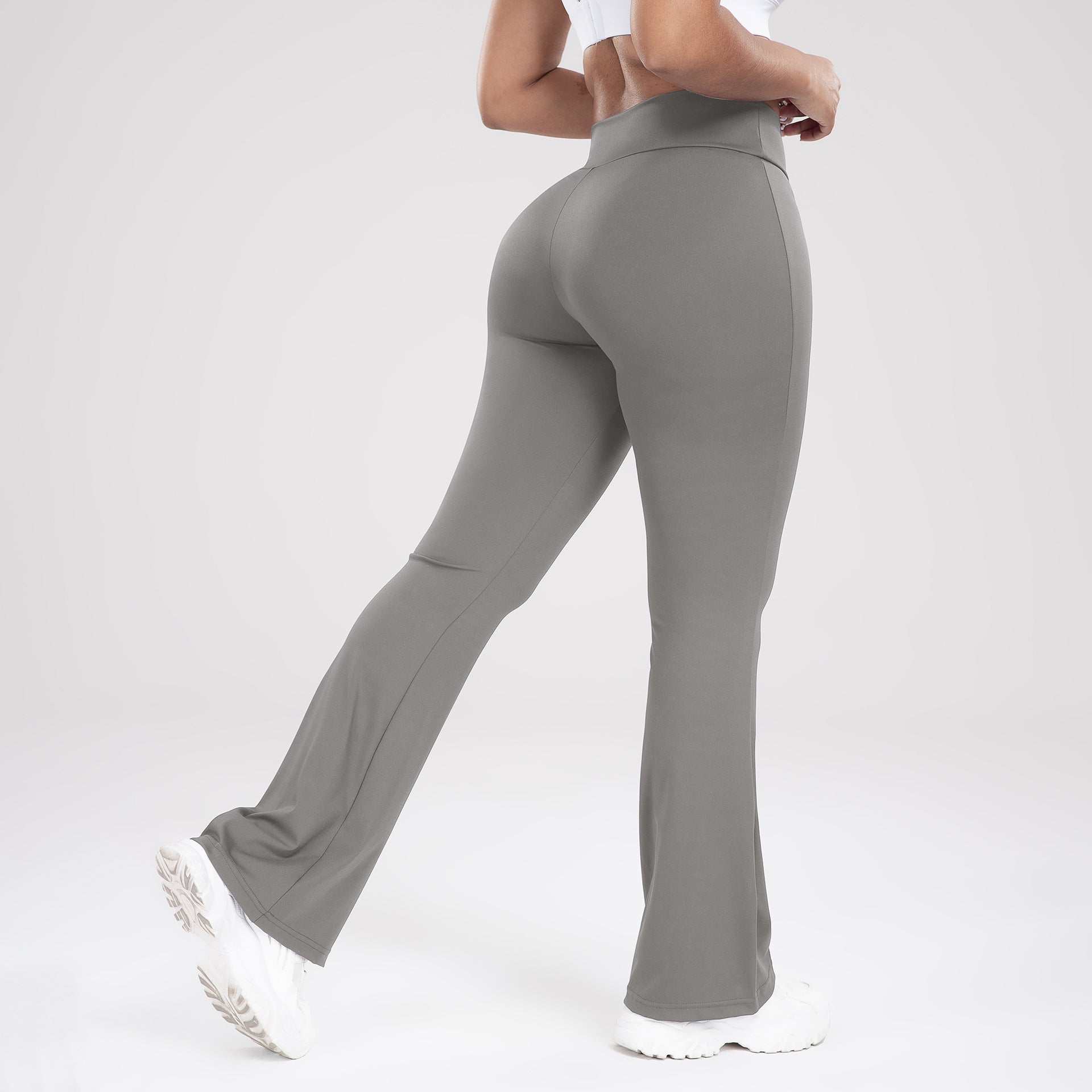 Saweetie Cross Waist Side Pocket  Sports Bell Bottom Leggings Slim Fit