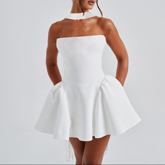 Aura Tube Bubble Dress With Scarf