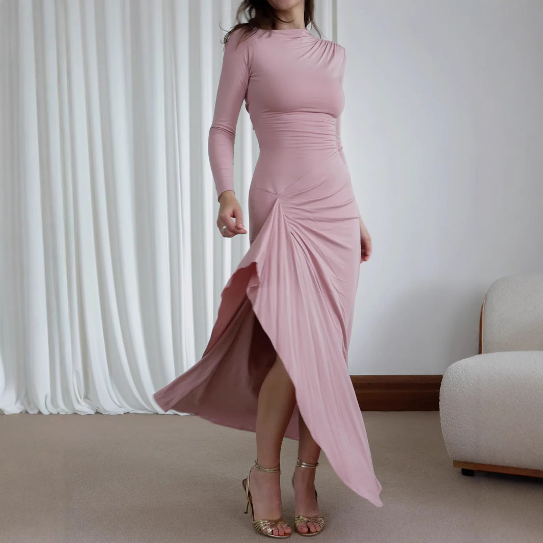 Gina Long Sleeve Asymmetric Split Dress