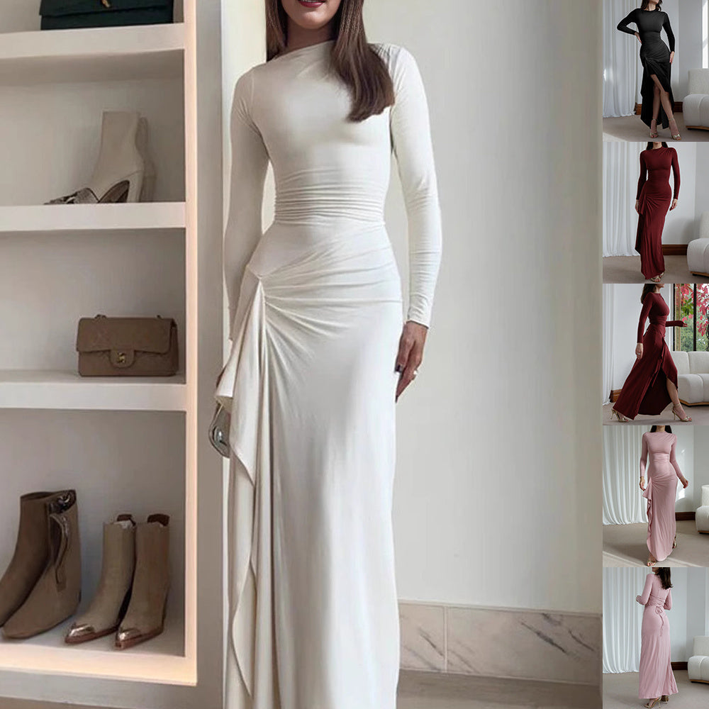 Gina Long Sleeve Asymmetric Split Dress