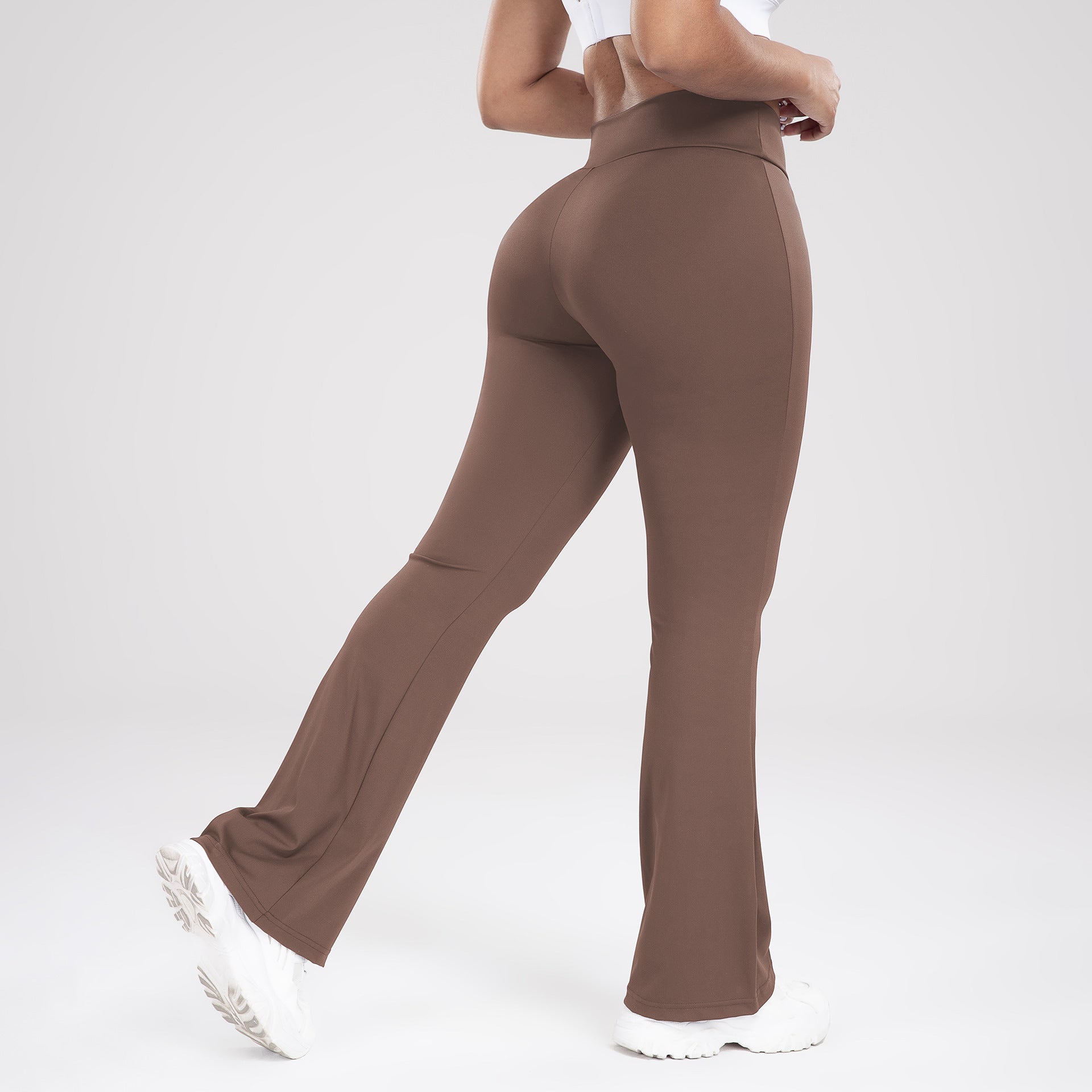 Saweetie Cross Waist Side Pocket  Sports Bell Bottom Leggings Slim Fit