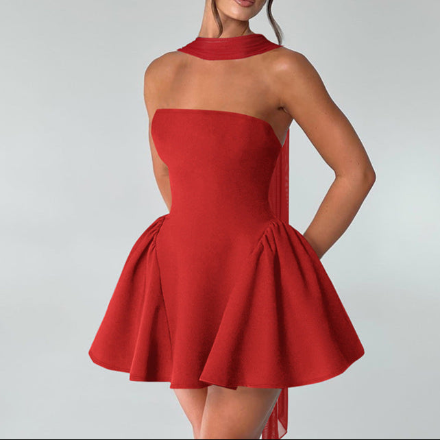 Aura Tube Bubble Dress With Scarf