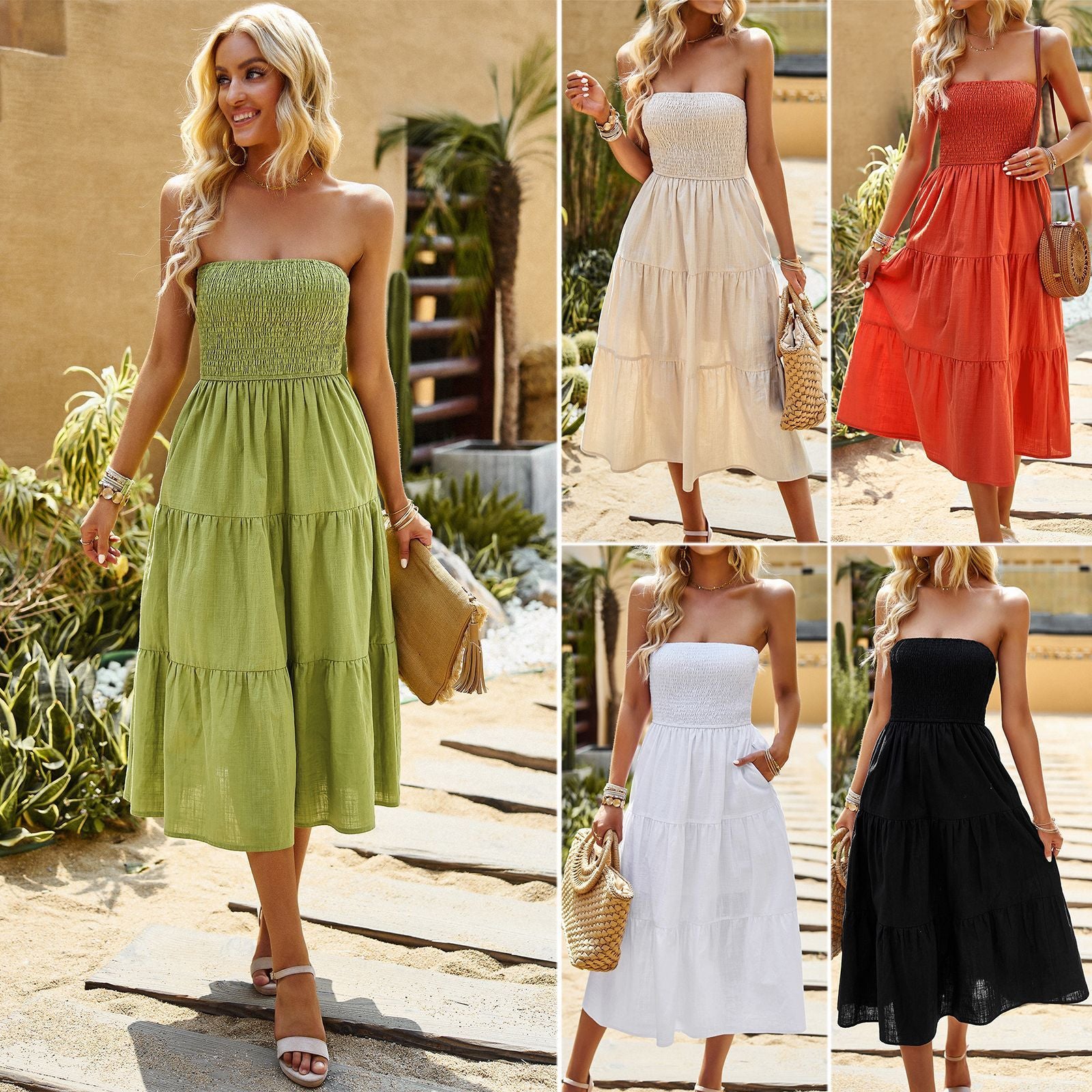 Justina Summer Elegant. Tube-top Long Dress